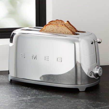 Τοστιέρα SMEG 50's Style TSF03SSEU, 2000 W, 4 φέτες, 6 επίπεδα, Δίσκος για ψίχουλα, Ενσωματωμένο καλώδιο, Ανοξείδωτο ατσάλι, Ασημί