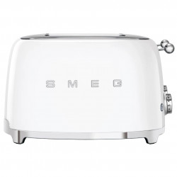 Τοστιέρα SMEG 50's Style TSF03WHEU, 2000 W, 4 φέτες, 6 επίπεδα, Δίσκος για ψίχουλα, Ενσωματωμένο καλώδιο, Ανοξείδωτο ατσάλι, Λευκό