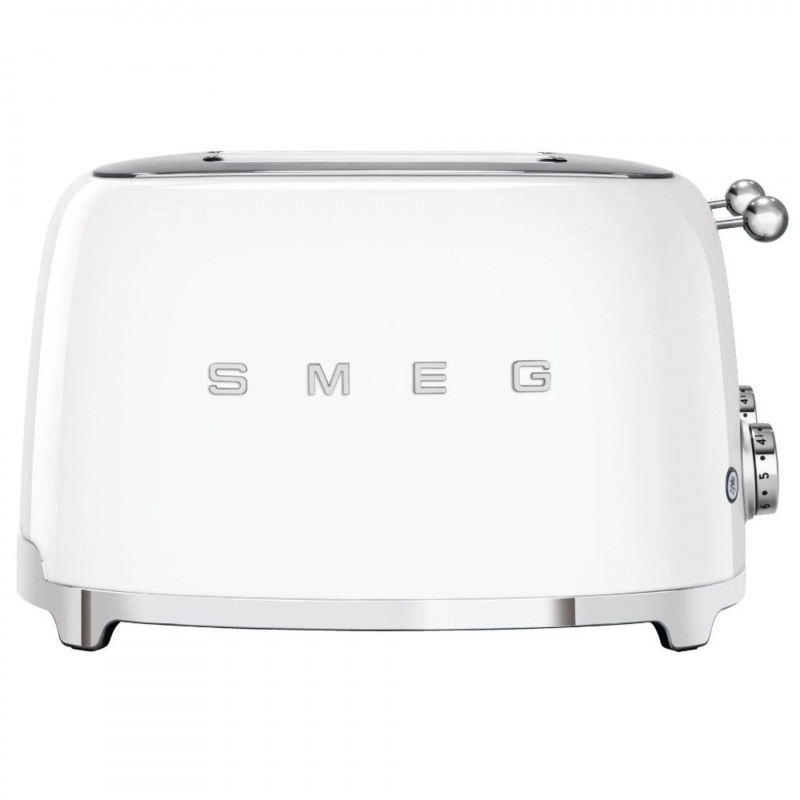 Τοστιέρα SMEG 50's Style TSF03WHEU, 2000 W, 4 φέτες, 6 επίπεδα, Δίσκος για ψίχουλα, Ενσωματωμένο καλώδιο, Ανοξείδωτο ατσάλι, Λευκό