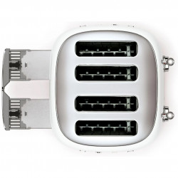 Τοστιέρα SMEG 50's Style TSF03WHEU, 2000 W, 4 φέτες, 6 επίπεδα, Δίσκος για ψίχουλα, Ενσωματωμένο καλώδιο, Ανοξείδωτο ατσάλι, Λευκό