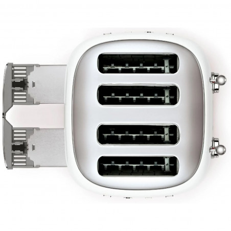 Τοστιέρα SMEG 50's Style TSF03WHEU, 2000 W, 4 φέτες, 6 επίπεδα, Δίσκος για ψίχουλα, Ενσωματωμένο καλώδιο, Ανοξείδωτο ατσάλι, Λευκό