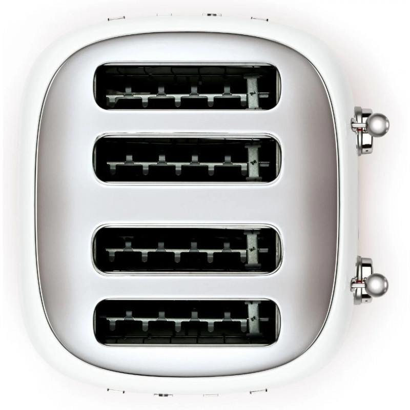 Τοστιέρα SMEG 50's Style TSF03WHEU, 2000 W, 4 φέτες, 6 επίπεδα, Δίσκος για ψίχουλα, Ενσωματωμένο καλώδιο, Ανοξείδωτο ατσάλι, Λευκό