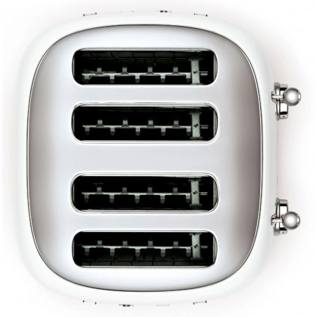 Τοστιέρα SMEG 50's Style TSF03WHEU, 2000 W, 4 φέτες, 6 επίπεδα, Δίσκος για ψίχουλα, Ενσωματωμένο καλώδιο, Ανοξείδωτο ατσάλι, Λευκό