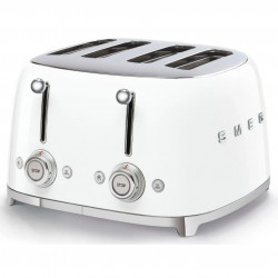 Τοστιέρα SMEG 50's Style TSF03WHEU, 2000 W, 4 φέτες, 6 επίπεδα, Δίσκος για ψίχουλα, Ενσωματωμένο καλώδιο, Ανοξείδωτο ατσάλι, Λευκό