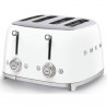 Τοστιέρα SMEG 50's Style TSF03WHEU, 2000 W, 4 φέτες, 6 επίπεδα, Δίσκος για ψίχουλα, Ενσωματωμένο καλώδιο, Ανοξείδωτο ατσάλι, Λευκό