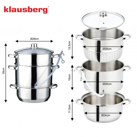 Αποχυμωτής Klausberg KB 9032, 28 εκ., 8 λίτρα, 4 μέρη, επαγωγή, ανοξείδωτο