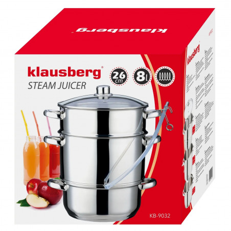 Αποχυμωτής Klausberg KB 9032, 28 εκ., 8 λίτρα, 4 μέρη, επαγωγή, ανοξείδωτο