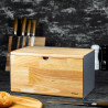 Κουτί για ψωμί Klausberg KB 7395, 35,5 εκ., Υψηλής ποιότητας μέταλλο, Μπαμπού, Καπάκι και μπροστινό κάλυμμα, Μαύρο