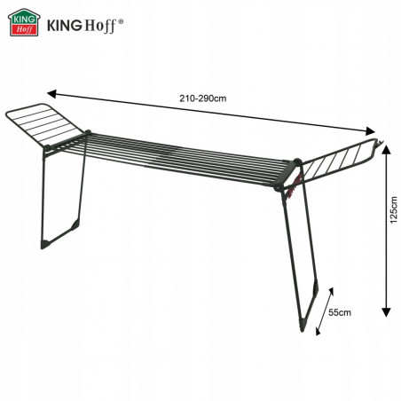 Στεγνωτήριο ρούχων Kinghoff KH 2045, 30 μ., έως 25 κιλά, πτυσσόμενο, από χάλυβα, μαύρο