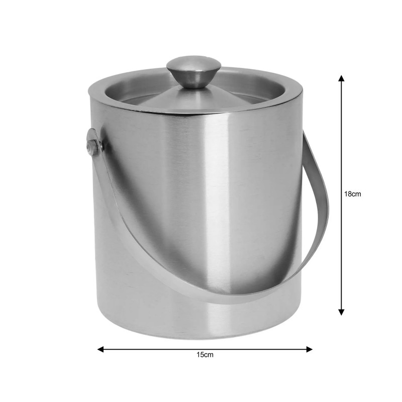 Παγοθραύστης Kinghoff KH 1243, 1,5 λίτρα, Ø15 εκ., Διπλό τοίχωμα, Λαβή για εύκολη μεταφορά, Ανοξείδωτο