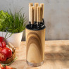 Σετ μαχαιριών κουζίνας Klausberg KB 9036, 7 τεμ., Ανοξείδωτο ατσάλι, Εφέ ξύλου, Βάση, Καφέ
