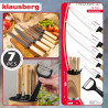 Σετ μαχαιριών κουζίνας Klausberg KB 9036, 7 τεμ., Ανοξείδωτο ατσάλι, Εφέ ξύλου, Βάση, Καφέ