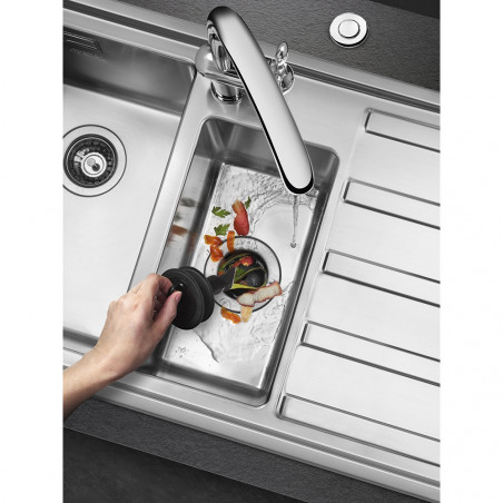 Μύλος τροφίμων/Pig Smeg KITFD075, 375 W, 0,75 HP, Για νεροχύτες με σιφόνι 9 εκ., Αντιδιαβρωτική προστασία, Μαύρο/Ανοξείδωτο