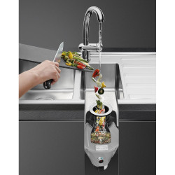 Μύλος τροφίμων/Pig Smeg KITFD100, 375 W, 1 HP, Για νεροχύτες με σιφόνι 9 εκ., Αντιδιαβρωτική προστασία, Μαύρο/Ανοξείδωτο