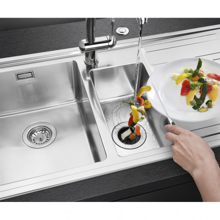 Μύλος τροφίμων/Pig Smeg KITFD100, 375 W, 1 HP, Για νεροχύτες με σιφόνι 9 εκ., Αντιδιαβρωτική προστασία, Μαύρο/Ανοξείδωτο