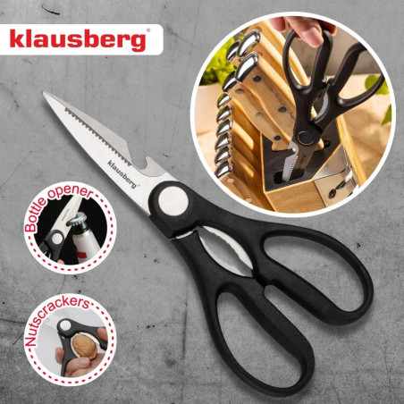 Σετ μαχαιριών κουζίνας Klausberg KB 9038, 13 τεμ., Ενσωματωμένο ακονιστήρι, Ανοξείδωτο ατσάλι, Βάση, Καφέ