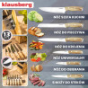 Σετ μαχαιριών κουζίνας Klausberg KB 9038, 13 τεμ., Ενσωματωμένο ακονιστήρι, Ανοξείδωτο ατσάλι, Βάση, Καφέ