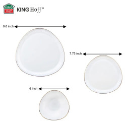 Σετ τραπεζιού Kinghoff KH 2036, 18 τεμάχια, Για 6 άτομα, Οπαλό γυαλί, Χρυσό περίγραμμα, Λευκό