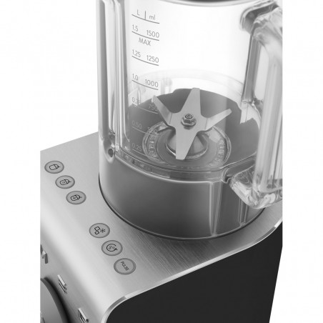 Μπλέντερ Smeg Collezione BLC02BLMEU, 1400 W, 1,5 λίτρα, 22.000 στροφές/λεπτό, 5 προγράμματα, 9 ταχύτητες, Θρυμματισμός πάγου, Ανοξείδωτο ατσάλι, Μαύρο/Ανοξείδωτο