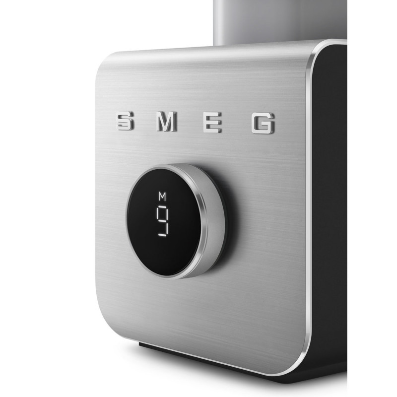 Μπλέντερ Smeg Collezione BLC02BLMEU, 1400 W, 1,5 λίτρα, 22.000 στροφές/λεπτό, 5 προγράμματα, 9 ταχύτητες, Θρυμματισμός πάγου, Ανοξείδωτο ατσάλι, Μαύρο/Ανοξείδωτο