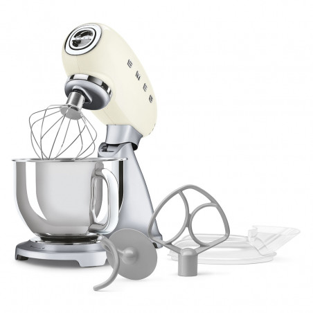 Μίξερ Smeg SMF04CREU, 800 W, 4,8 λίτρα, 10 ταχύτητες, Λειτουργία ομαλής εκκίνησης, Αντιολισθητικά πόδια, Κρεμ/Ανοξείδωτο