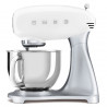 Μίξερ Smeg SMF04WHEU, 800 W, 4,8 λίτρα, 10 ταχύτητες, Λειτουργία ομαλής εκκίνησης, Αντιολισθητικά πόδια, Λευκό/Ανοξείδωτο