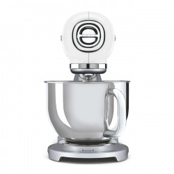 Μίξερ Smeg SMF04WHEU, 800 W, 4,8 λίτρα, 10 ταχύτητες, Λειτουργία ομαλής εκκίνησης, Αντιολισθητικά πόδια, Λευκό/Ανοξείδωτο