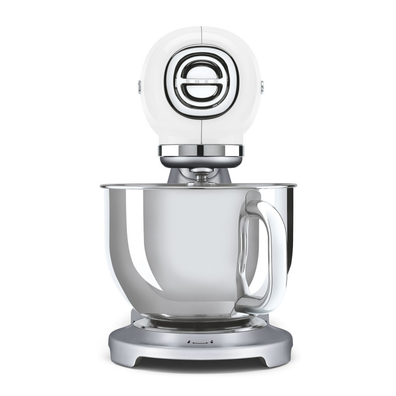 Μίξερ Smeg SMF04WHEU, 800 W, 4,8 λίτρα, 10 ταχύτητες, Λειτουργία ομαλής εκκίνησης, Αντιολισθητικά πόδια, Λευκό/Ανοξείδωτο