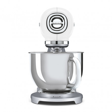 Μίξερ Smeg SMF04WHEU, 800 W, 4,8 λίτρα, 10 ταχύτητες, Λειτουργία ομαλής εκκίνησης, Αντιολισθητικά πόδια, Λευκό/Ανοξείδωτο