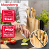 Σετ μαχαιριών και σανίδων κοπής Klausberg KB 9037, 8 τεμάχια, Ανοξείδωτο ατσάλι, Βάση, Καφέ/Μαύρο
