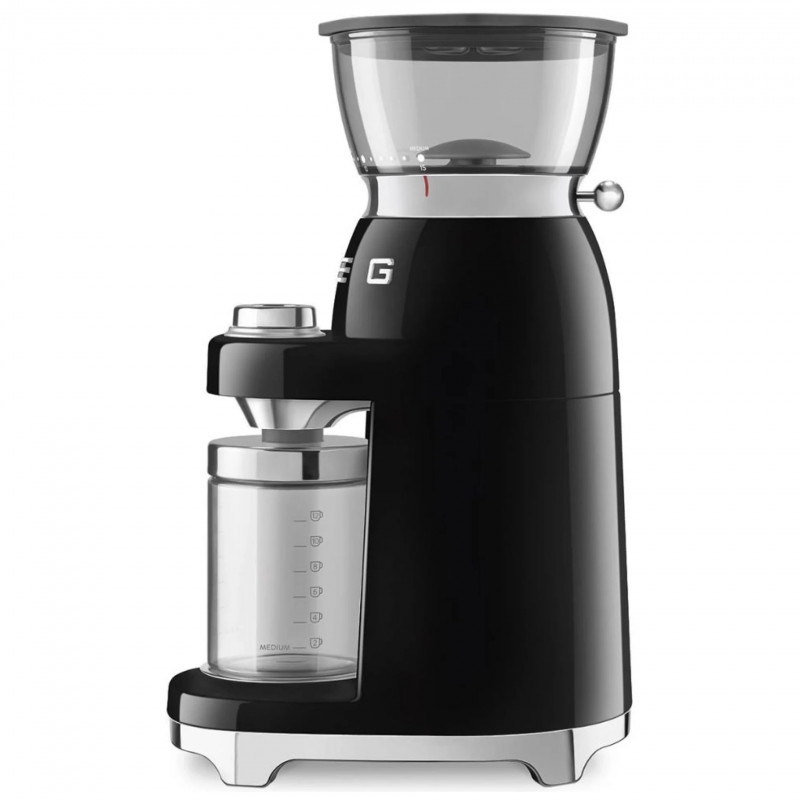 Καφετιέρα Smeg CGF03BLEU, 150 W, 240 γρ., Σύστημα περιστροφής και ασφάλισης, Λειτουργία χειροκίνητης εκκένωσης, Μαύρο