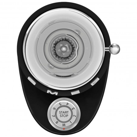 Καφετιέρα Smeg CGF03BLEU, 150 W, 240 γρ., Σύστημα περιστροφής και ασφάλισης, Λειτουργία χειροκίνητης εκκένωσης, Μαύρο