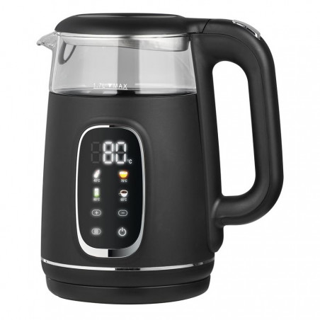 Ηλεκτρικός βραστήρας Oliver Voltz OV51230AF, 2200 W, 1,7 λίτρα, 4 λειτουργίες, 13 ρυθμίσεις θερμοκρασίας, οθόνη LCD, χειριστήρια αφής, μαύρο/ασημί