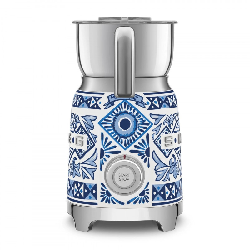 Συσκευή αφρισμού γάλακτος Smeg Dolce & Gabbana MFF01DGBEU, 500 W, 600 ml, Αυτόματη απενεργοποίηση, Χωρίς BPA, Μεσογειακό μπλε