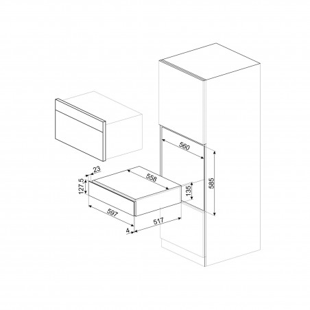 Συρτάρι με αξεσουάρ για κρασί Smeg Linea CPS115B3, 13 τεμ., 59,7x1,35 εκ., Σύστημα ανοίγματος Push, Μαύρο