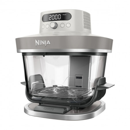 Φριτέζα με ζεστό αέρα Ninja CRISPi Pro AS101EULG, 2050 W, 2,3 + 5,7 λ, 26-240 °C, Max Crisp, κεραμικές πλάκες, χωρίς PFAS, γκρι/λευκό