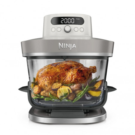 Φριτέζα με ζεστό αέρα Ninja CRISPi Pro AS101EULG, 2050 W, 2,3 + 5,7 λ, 26-240 °C, Max Crisp, κεραμικές πλάκες, χωρίς PFAS, γκρι/λευκό