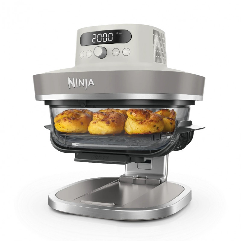 Φριτέζα με ζεστό αέρα Ninja CRISPi Pro AS101EULG, 2050 W, 2,3 + 5,7 λ, 26-240 °C, Max Crisp, κεραμικές πλάκες, χωρίς PFAS, γκρι/λευκό