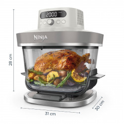 Φριτέζα με ζεστό αέρα Ninja CRISPi Pro AS101EULG, 2050 W, 2,3 + 5,7 λ, 26-240 °C, Max Crisp, κεραμικές πλάκες, χωρίς PFAS, γκρι/λευκό