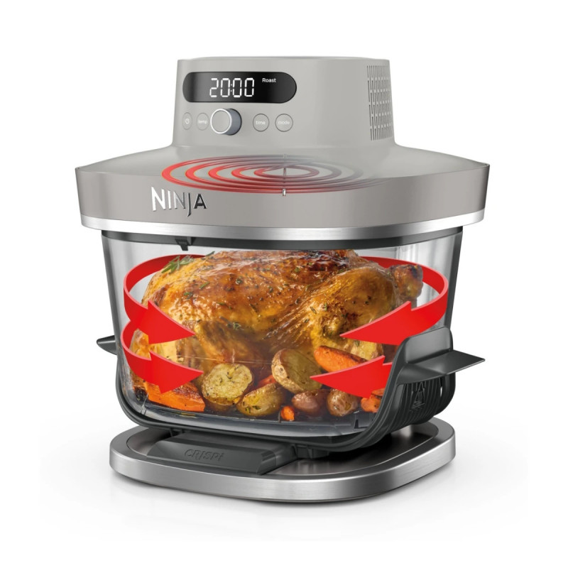 Φριτέζα με ζεστό αέρα Ninja CRISPi Pro AS101EULG, 2050 W, 2,3 + 5,7 λ, 26-240 °C, Max Crisp, κεραμικές πλάκες, χωρίς PFAS, γκρι/λευκό