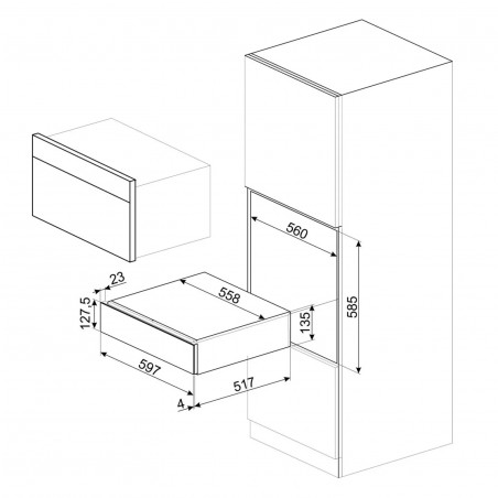 Συρτάρι με αξεσουάρ για κρασί Smeg Linea CPS115G, 13 τεμ., 59,7x1,35 εκ., Σύστημα ανοίγματος Push, Γκρι Νεπτούνο