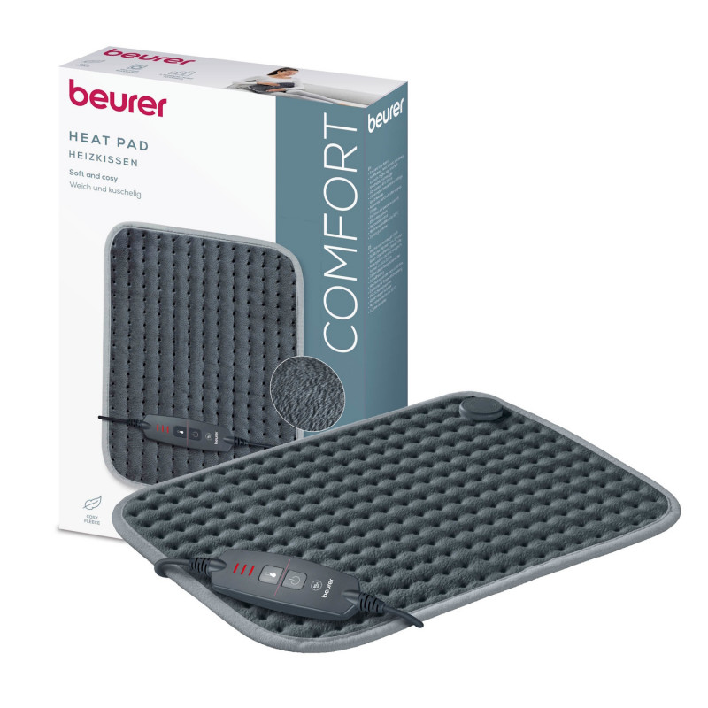 Ηλεκτρικό μαξιλάρι Beurer HK SE, 100 W, 44 × 33 εκ., 3 επίπεδα θερμότητας, αυτόματη απενεργοποίηση, γκρι