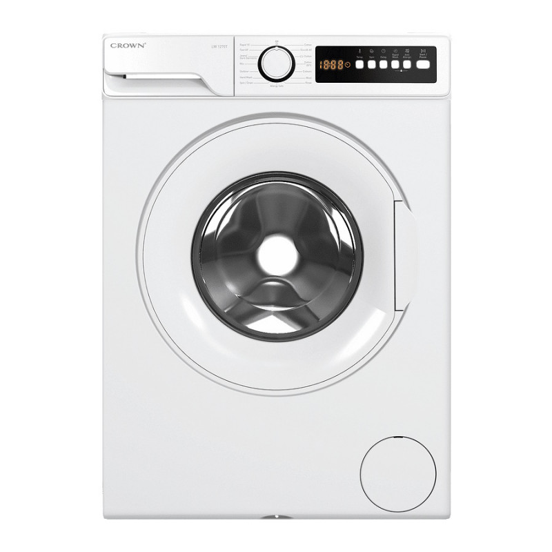 Πλυντήριο Crown LW 1270T, Κατηγορία D, 15 προγράμματα, 7 κιλά, 1200 στροφές/λεπτό, Καθυστερημένη εκκίνηση, Λειτουργία παύσης, Λευκό
