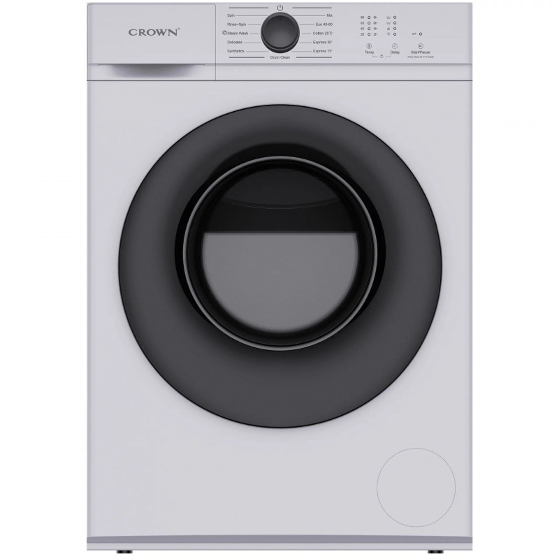 Πλυντήριο Crown CWM60J12BLDC, Κατηγορία Α, 10 προγράμματα, 6 κιλά, 1200 σ.α./λεπτό, Πλύσιμο με ατμό, κινητήρας BLDC, Slim, Λευκό