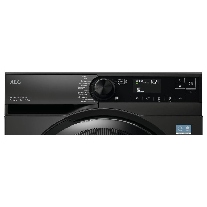 Στεγνωτήριο AEG TR8394CDE, Κατηγορία C, 118 λίτρα, 9 κιλά, οθόνη LED, AbsoluteCare, MixDry, Wi-Fi, Μαύρο