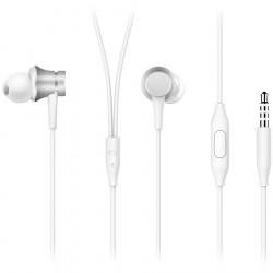Ακουστικά Xiaomi Mi In-Ear Basic, 10 mm, με καλώδιο, 20 Hz–20 kHz, ενσωματωμένο μικρόφωνο, 3,5 mm, λευκό/ασημί