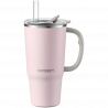 Θερμός με ενσωματωμένο καλαμάκι Buydeem DS57-P, 700 ml, Διατηρεί τη θερμοκρασία (ζεστό/κρύο) έως 6 ώρες, Θερμομονωτική μόνωση, Ανοξείδωτο ατσάλι, Χωρίς BPA, Ροζ