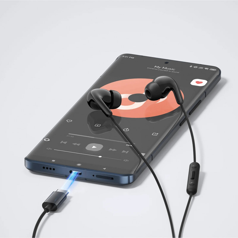 Ακουστικά Xiaomi BHR8930GL, 12,4 mm, με καλώδιο, 20 Hz–20 kHz, ενσωματωμένο μικρόφωνο, USB-C, IP54, μαύρα