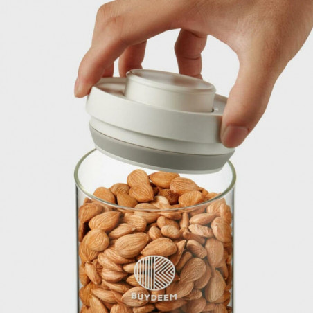 Γυάλινο δοχείο αποθήκευσης BUYDEEM CS1005, 1200 ml, αεροστεγές κλείσιμο, -20 °C έως 300 °C, κατάλληλο για καταψύκτη, φούρνο μικροκυμάτων και φούρνο, λευκό