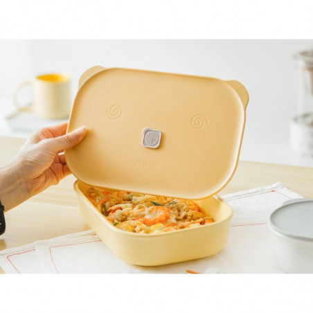 Κεραμικό δοχείο φαγητού Buydeem Bento CT3008-MY, 1 λίτρο, 230 °C, κατάλληλο για φούρνο και φούρνο μικροκυμάτων, Κίτρινο
